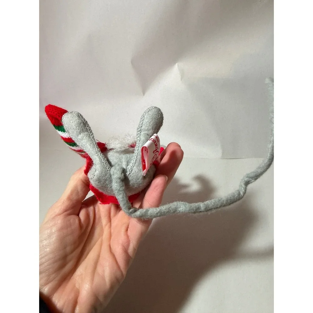 Vintage 1990 Annalee Dolls Christmas‎ Mouse Red Nightcap Stocking Grey 6 Inch